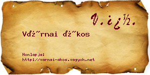 Várnai Ákos névjegykártya